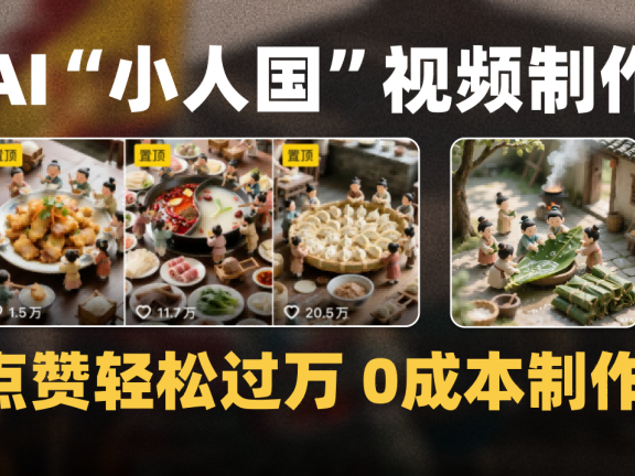 爆款1000W+微缩景观迷你小人国AI视频0成本制作全流程教学